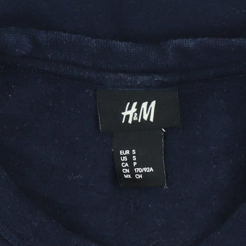 H&M Women's Navy Blue Polar Bear Graphic Pullover Sweatshirt Size Small