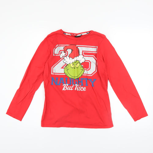 Dr. Seuss Boys Red The Grinch Long Sleeve Christmas Pyjama Top 10-11 Years