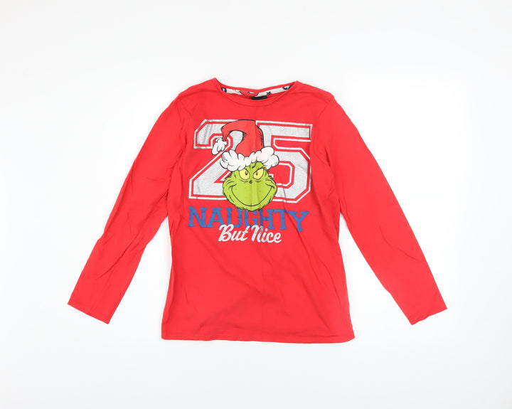 Dr. Seuss Boys Red The Grinch Long Sleeve Christmas Pyjama Top 10-11 Years