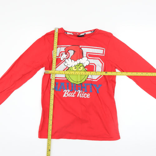 Dr. Seuss Boys Red The Grinch Long Sleeve Christmas Pyjama Top 10-11 Years