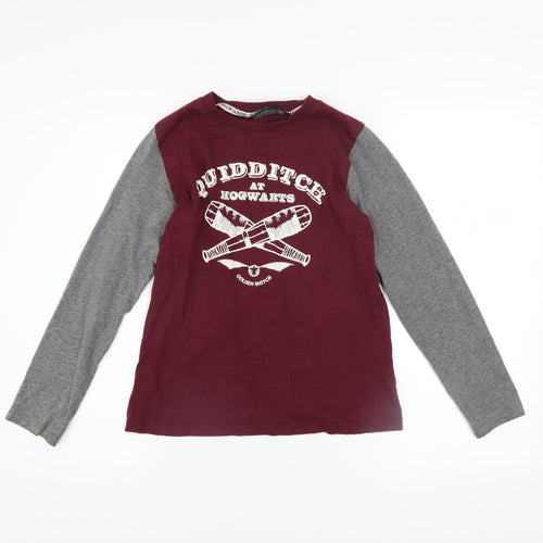 Harry Potter Boys Red Grey Long Sleeve Quidditch Pyjama Top 11-12 Years