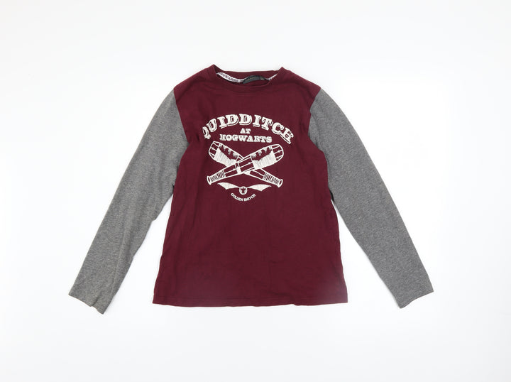 Harry Potter Boys Red Grey Long Sleeve Quidditch Pyjama Top 11-12 Years