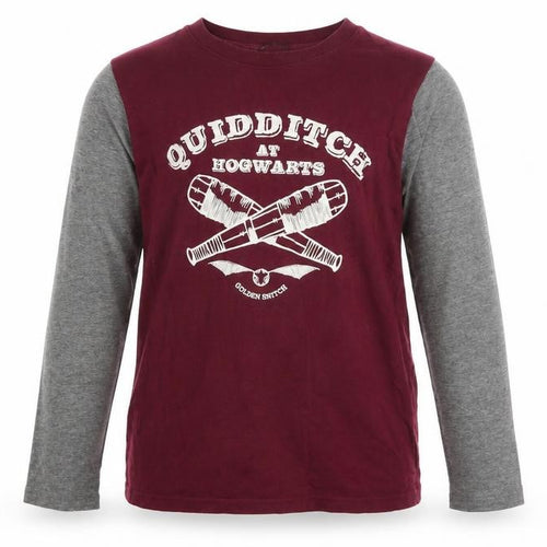 Harry Potter Boys Red Grey Long Sleeve Quidditch Pyjama Top 11-12 Years