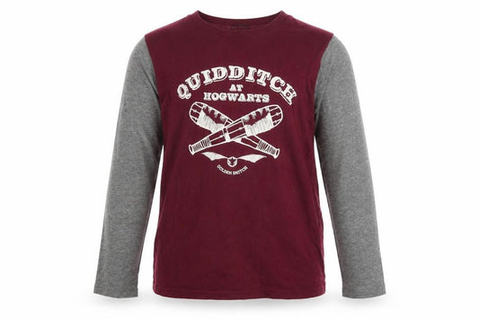 Harry Potter Boys Red Grey Long Sleeve Quidditch Pyjama Top 11-12 Years