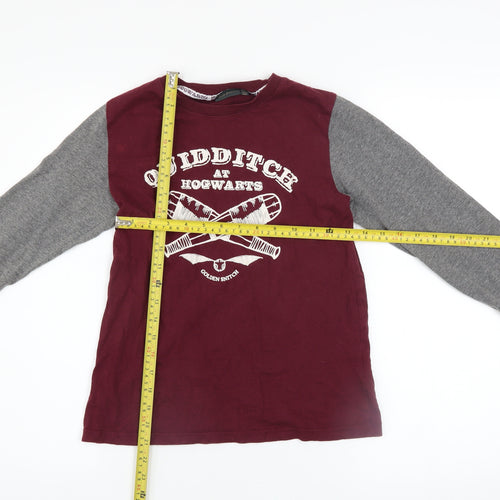 Harry Potter Boys Red Grey Long Sleeve Quidditch Pyjama Top 11-12 Years