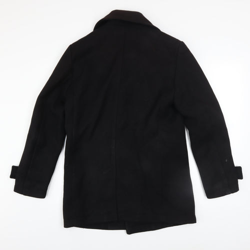 H&M Men’s Black 36 Regular Pea Coat Wool-Look Winter Jacket