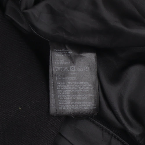 H&M Men’s Black 36 Regular Pea Coat Wool-Look Winter Jacket