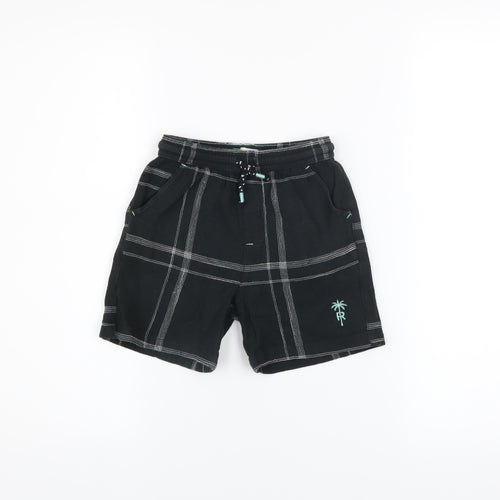 River Island Boys Black Check Sweat Shorts 5-6 Years Drawstring Waist
