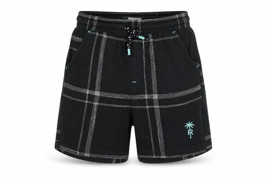 River Island Boys Black Check Sweat Shorts 5-6 Years Drawstring Waist