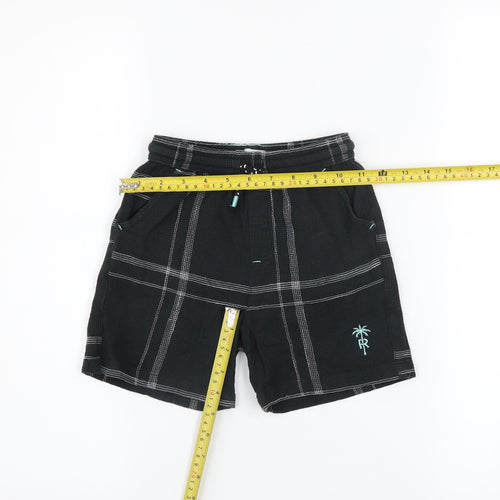 River Island Boys Black Check Sweat Shorts 5-6 Years Drawstring Waist