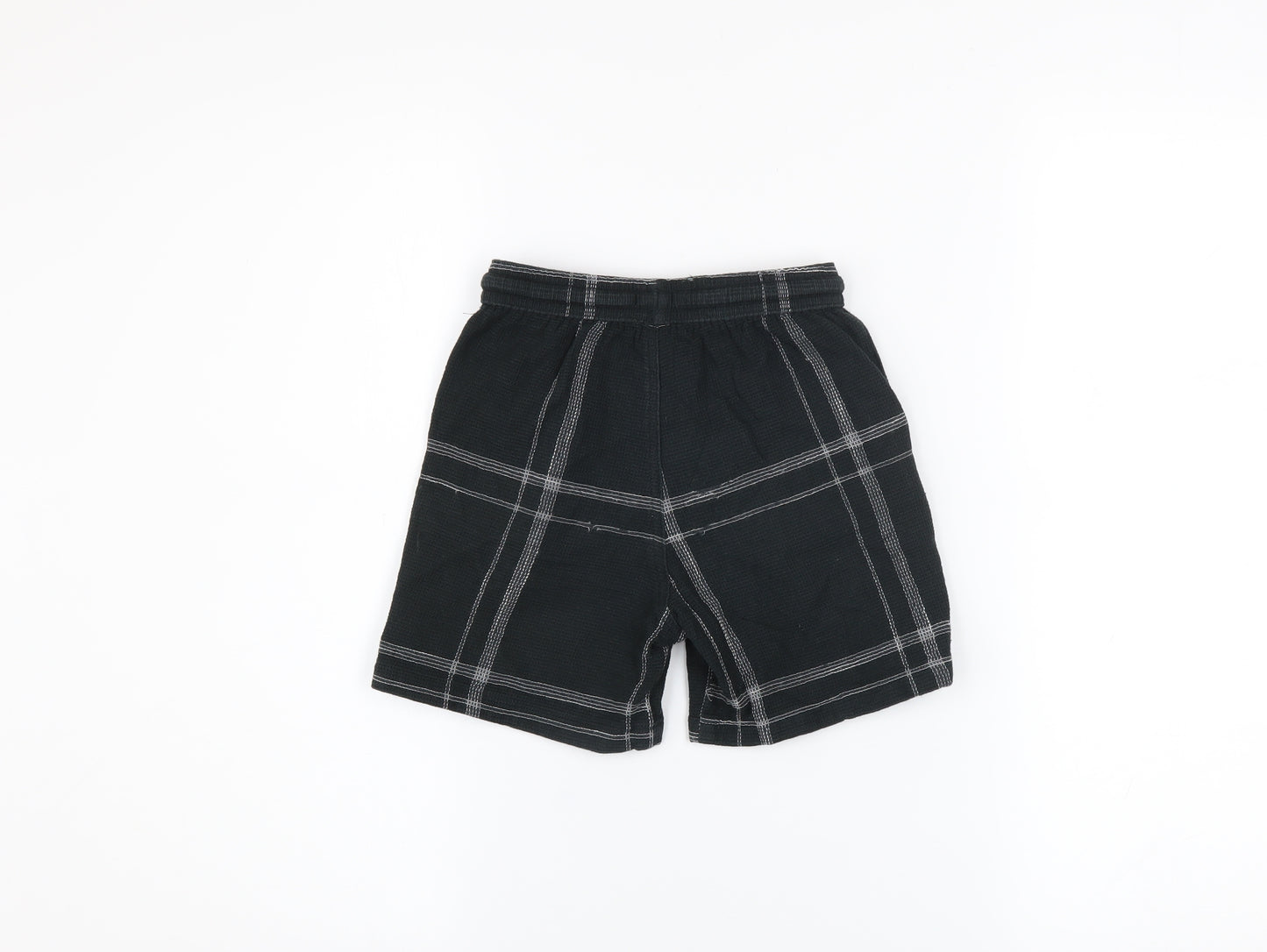 River Island Boys Black Check Sweat Shorts 5-6 Years Drawstring Waist