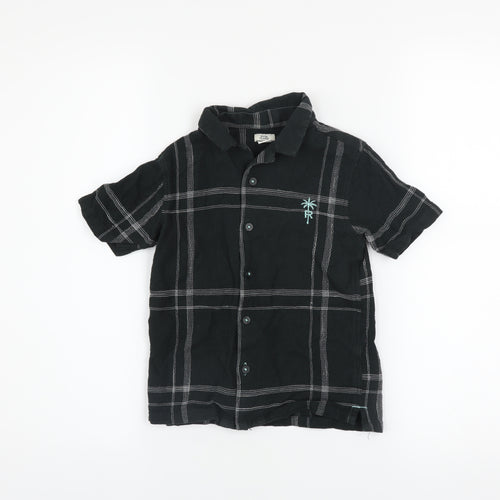 River Island Boys Black Check Button-Up Shirt 5-6 Years Cotton Casual