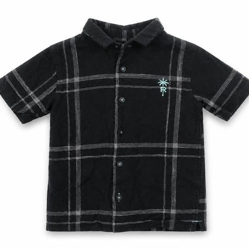 River Island Boys Black Check Button-Up Shirt 5-6 Years Cotton Casual