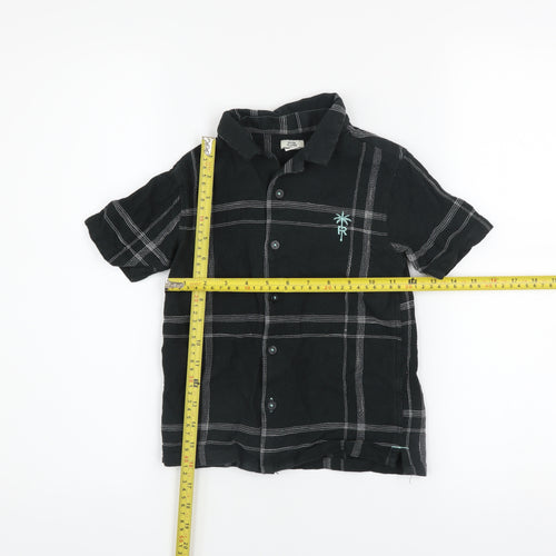 River Island Boys Black Check Button-Up Shirt 5-6 Years Cotton Casual