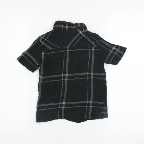 River Island Boys Black Check Button-Up Shirt 5-6 Years Cotton Casual