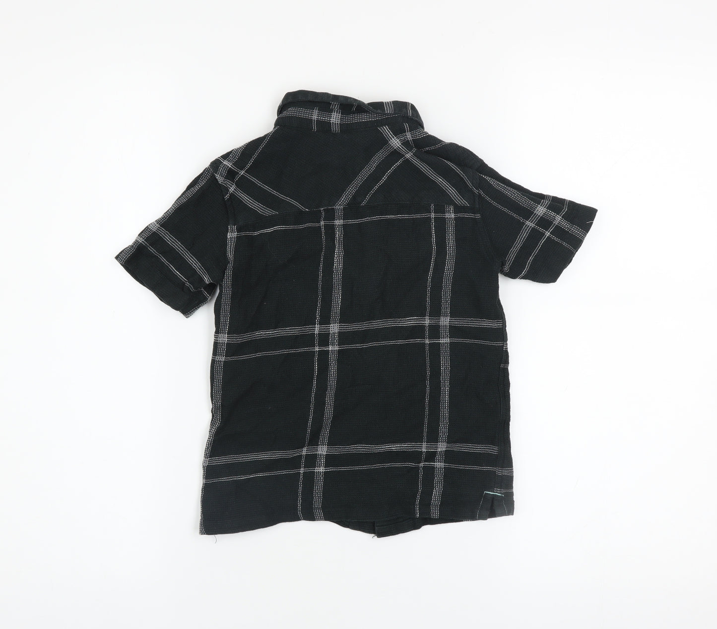 River Island Boys Black Check Button-Up Shirt 5-6 Years Cotton Casual
