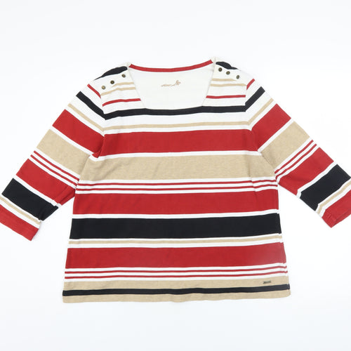 Desigual Women’s Multicoloured Striped 3/4 Sleeve Cotton T-Shirt Size 18