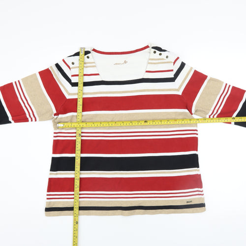 Desigual Women’s Multicoloured Striped 3/4 Sleeve Cotton T-Shirt Size 18