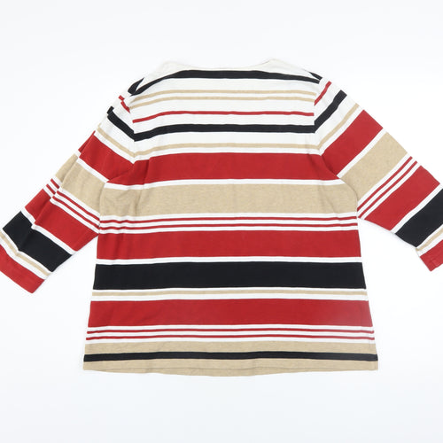 Desigual Women’s Multicoloured Striped 3/4 Sleeve Cotton T-Shirt Size 18