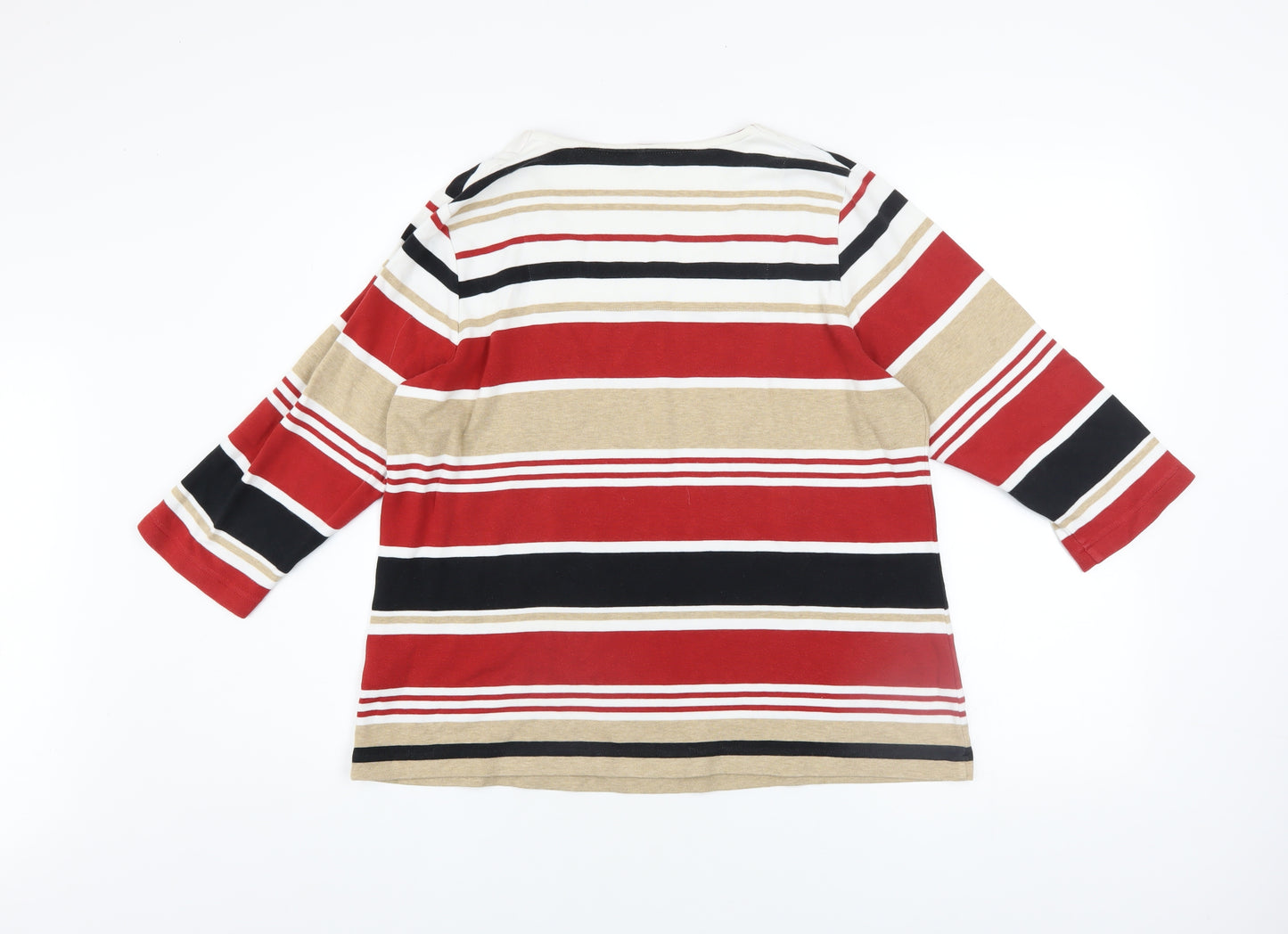 Desigual Women’s Multicoloured Striped 3/4 Sleeve Cotton T-Shirt Size 18