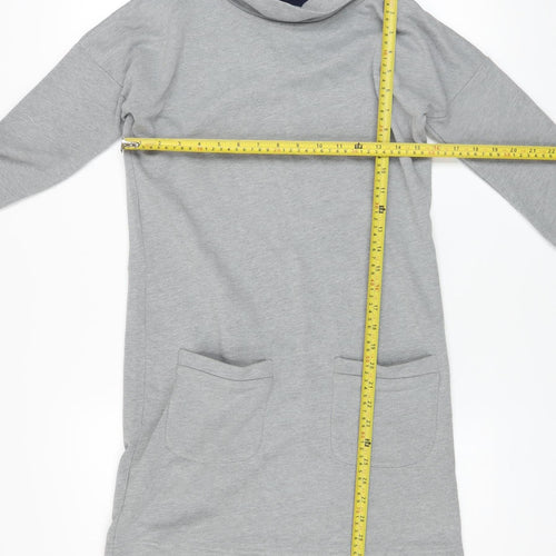 Boden Women’s Grey Long Sleeve Shift Dress Size 10 Jersey Cowl Neck