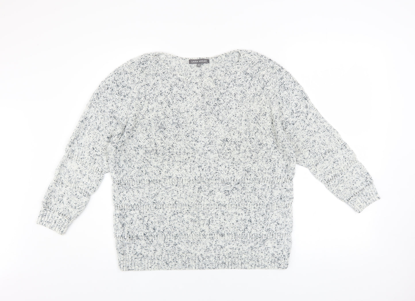 Laura Ashley Womens Grey Knit Cotton Pullover Jumper Size 12