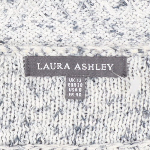 Laura Ashley Womens Grey Knit Cotton Pullover Jumper Size 12