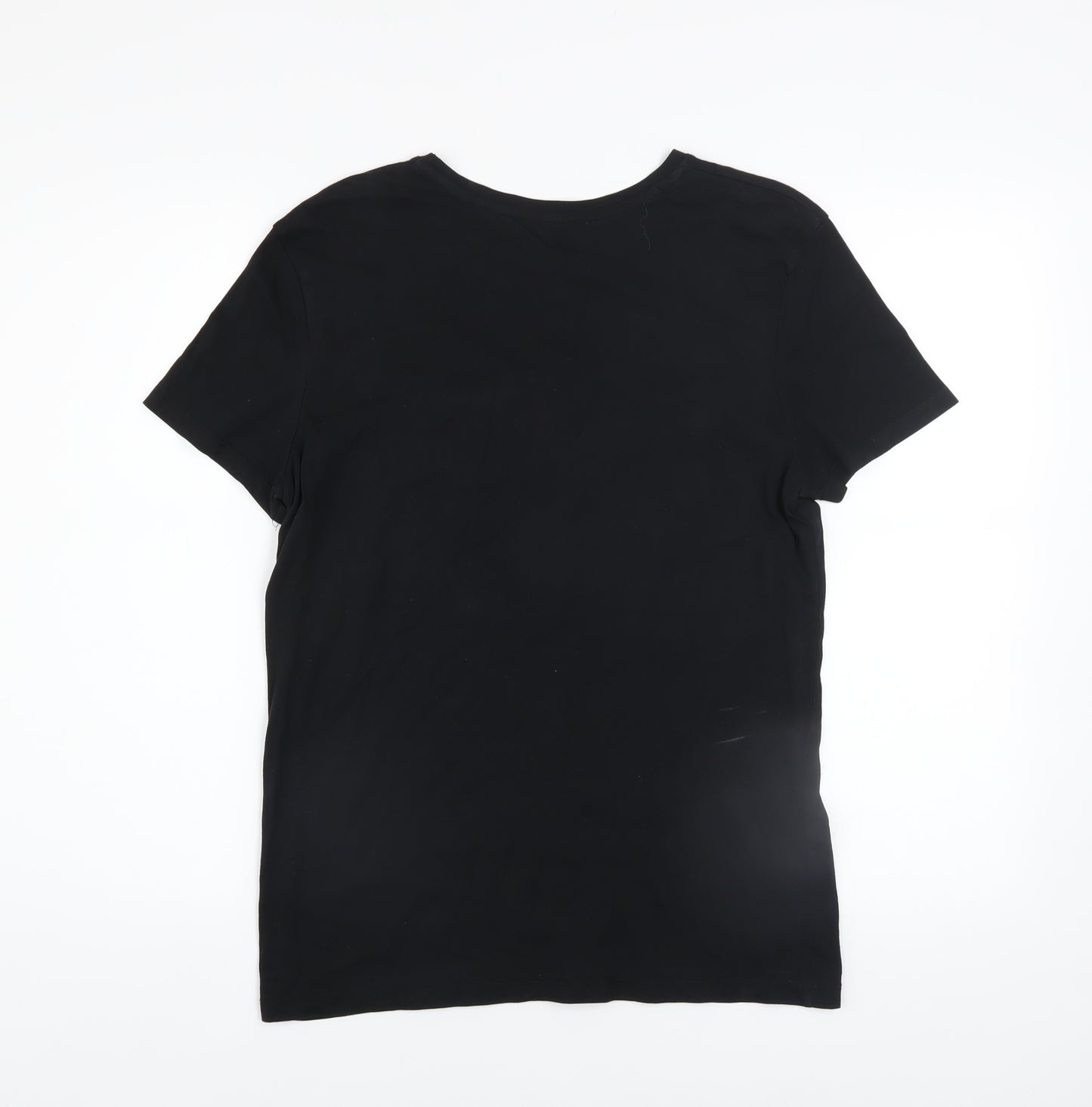Zara Women's Black Beaded Rose T-Shirt Size S Short Sleeve Cotton