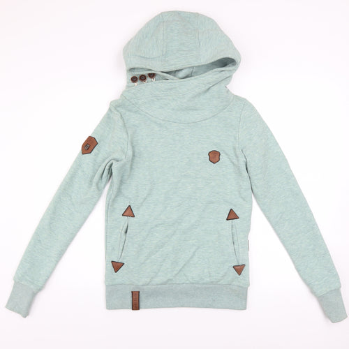 Naketano Women’s Green Hoodie Small Cotton Blend Funnel Neck