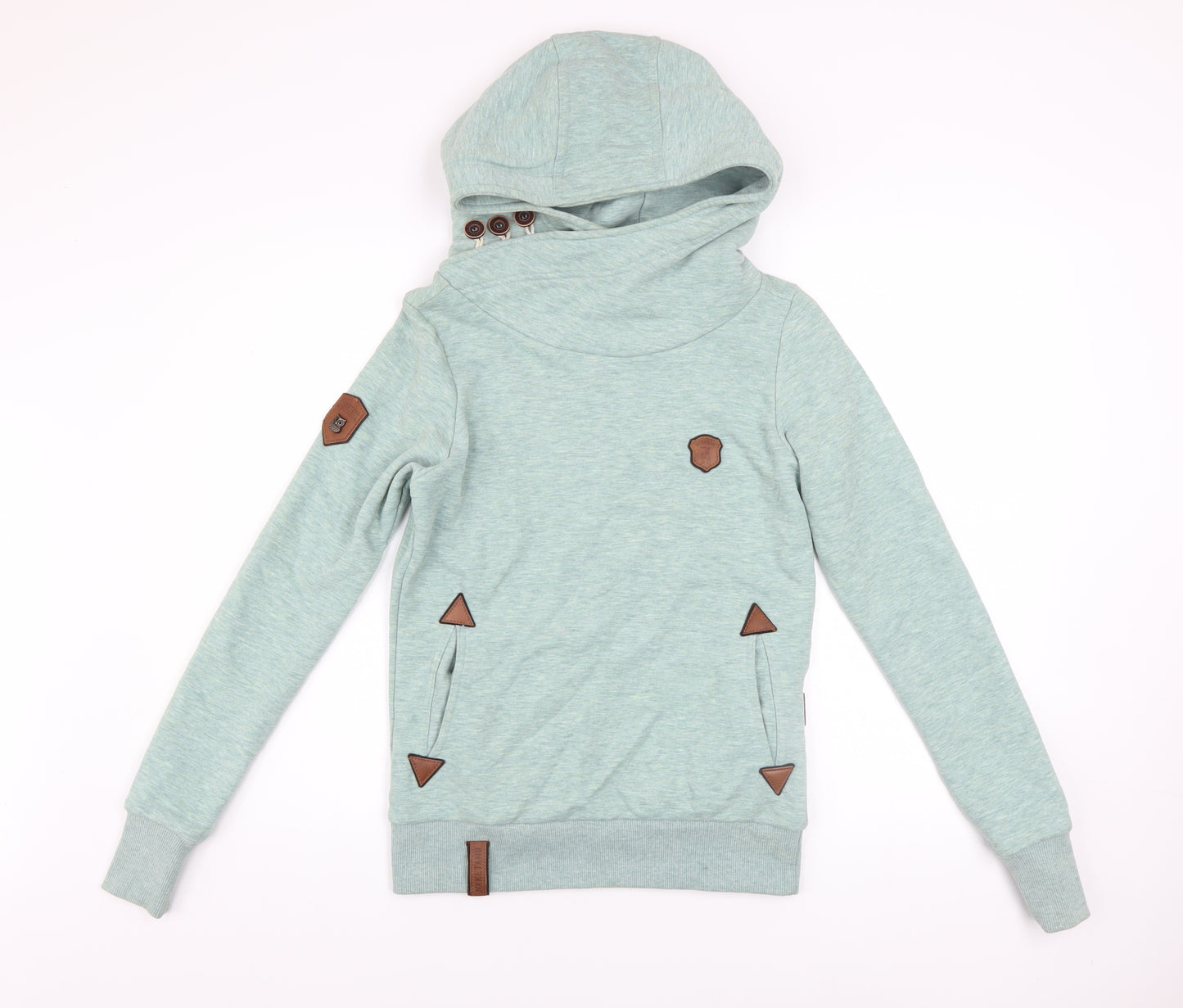 Naketano Women’s Green Hoodie Small Cotton Blend Funnel Neck