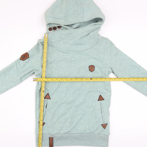 Naketano Women’s Green Hoodie Small Cotton Blend Funnel Neck