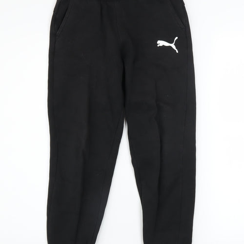 Puma Boys Black Jogger Sweatpants 11-12 Years Cotton Blend Activewear