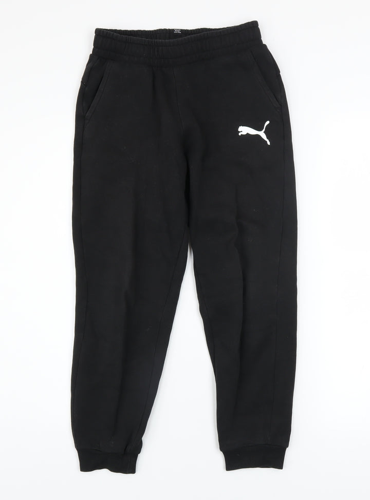 Puma Boys Black Jogger Sweatpants 11-12 Years Cotton Blend Activewear