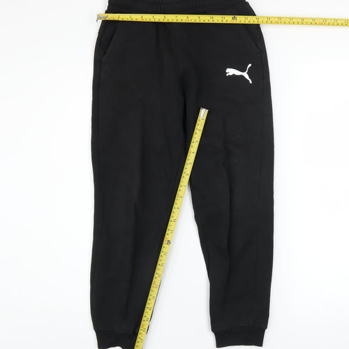 Puma Boys Black Jogger Sweatpants 11-12 Years Cotton Blend Activewear
