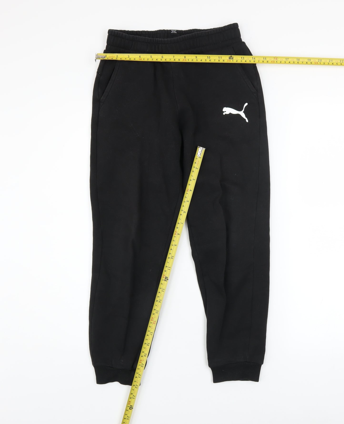 Puma Boys Black Jogger Sweatpants 11-12 Years Cotton Blend Activewear