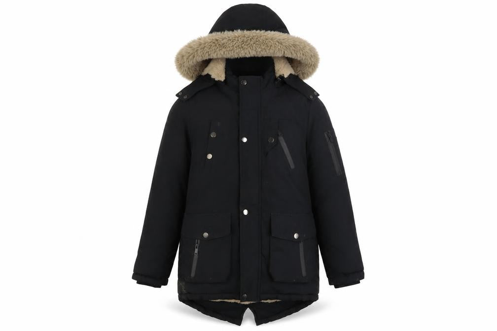 Setty Koop Girls Black Faux Fur Trim Lined Parka Coat 14 Years Winter Warm