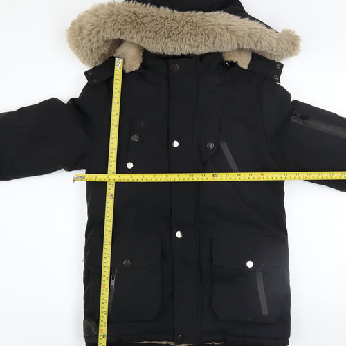 Setty Koop Girls Black Faux Fur Trim Lined Parka Coat 14 Years Winter Warm