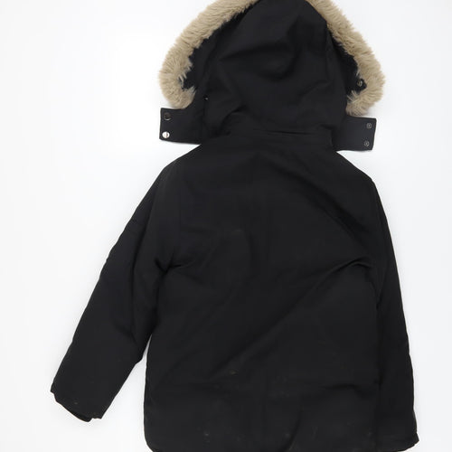 Setty Koop Girls Black Faux Fur Trim Lined Parka Coat 14 Years Winter Warm