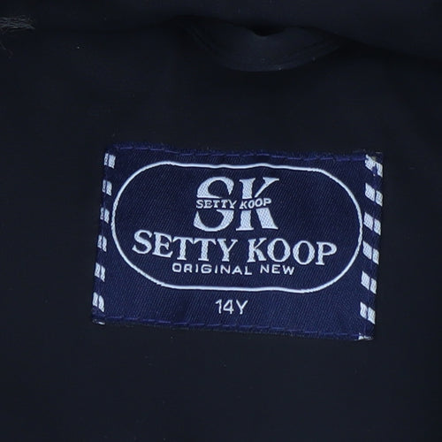 Setty Koop Girls Black Faux Fur Trim Lined Parka Coat 14 Years Winter Warm