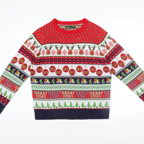 Threadbare Women's Multicoloured Christmas Fair Isle Jumper Size 10