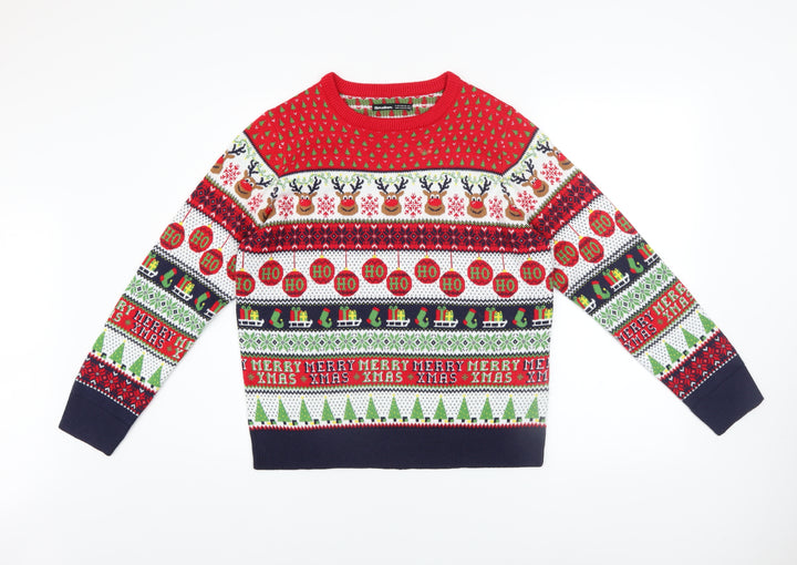 Threadbare Women's Multicoloured Christmas Fair Isle Jumper Size 10
