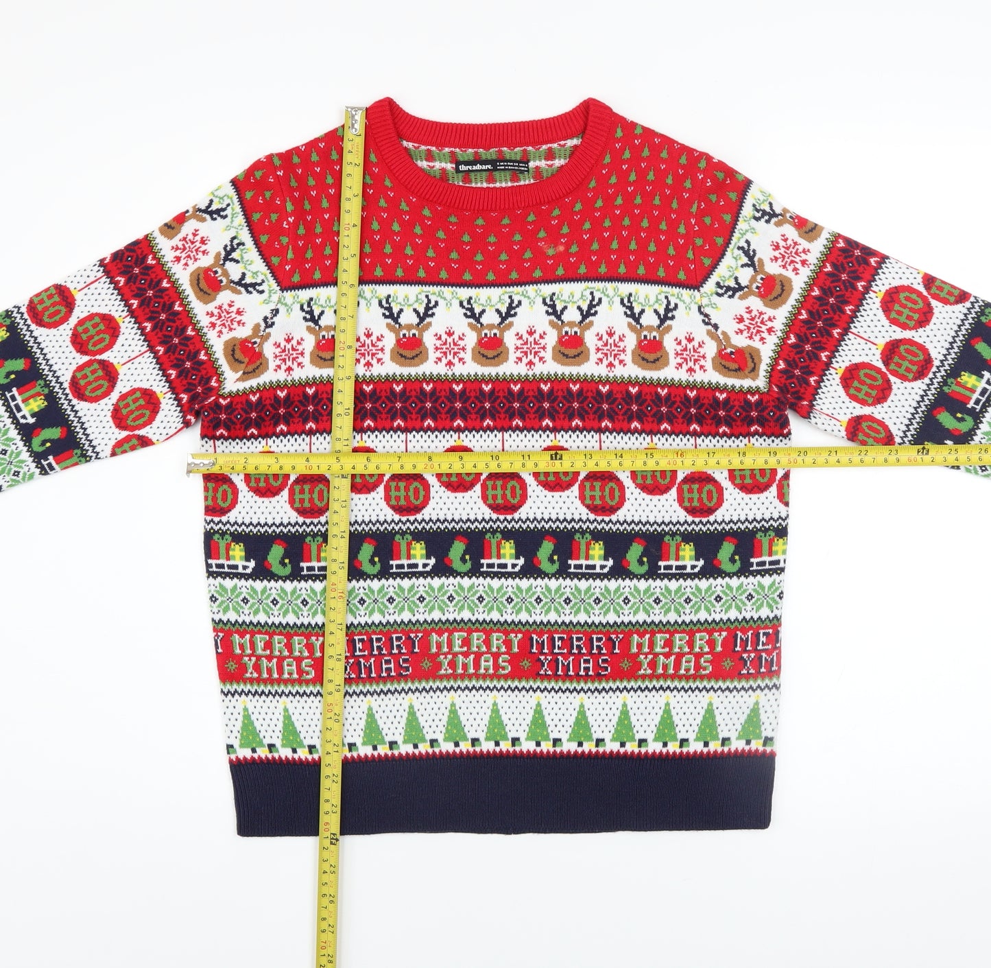 Threadbare Women's Multicoloured Christmas Fair Isle Jumper Size 10