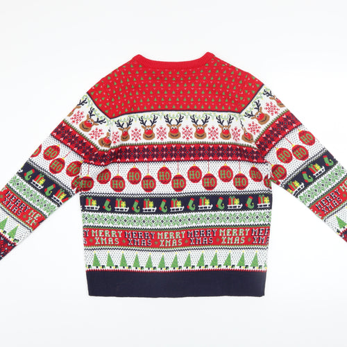 Threadbare Women's Multicoloured Christmas Fair Isle Jumper Size 10