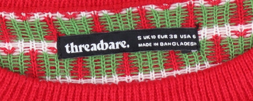 Threadbare Women's Multicoloured Christmas Fair Isle Jumper Size 10