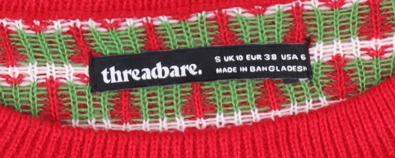 Threadbare Women's Multicoloured Christmas Fair Isle Jumper Size 10