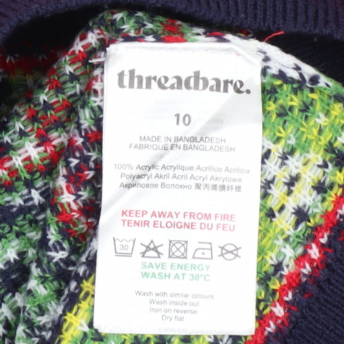 Threadbare Women's Multicoloured Christmas Fair Isle Jumper Size 10