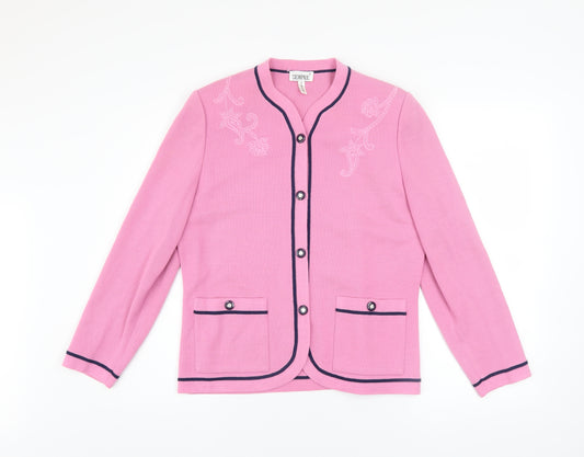 Sempre Women’s Pink Embroidered Wool Blend Button Jacket Size 12