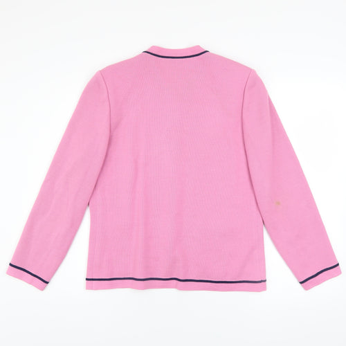 Sempre Women’s Pink Embroidered Wool Blend Button Jacket Size 12