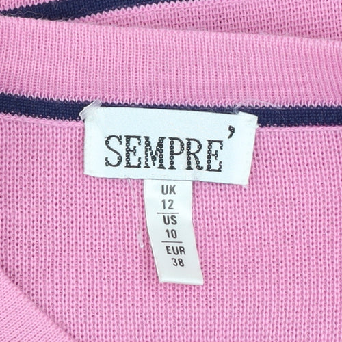 Sempre Women’s Pink Embroidered Wool Blend Button Jacket Size 12