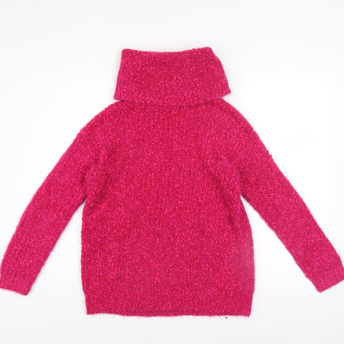 Marks and Spencer Women's Pink Roll Neck Chunky Knit Jumper XS